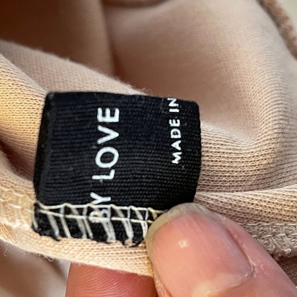 LOVE & J LOVE Fleece Frilled Collar Midi Beige Dress Sz Sm - Made In Korea - Picture 4 of 7